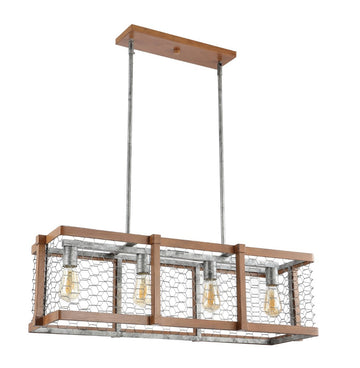 Gaines 34.5" Linear Adjustable Iron Rustic Industrial LED Pendant - JONATHAN Y
